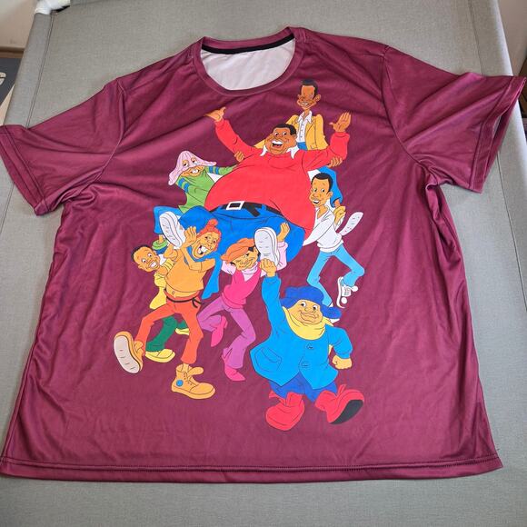 Fat Albert & Friends Fan Made All Over Print Graphic Tee XXL Maroon - Picture 1 of 9